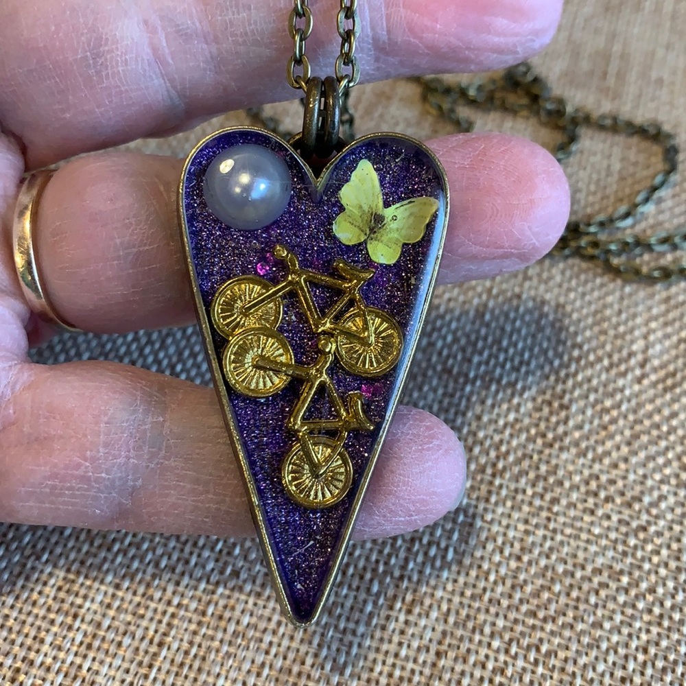 Mackinac Island Bikes Lilac festival memories necklace One of a kind - Picture 2 of 8